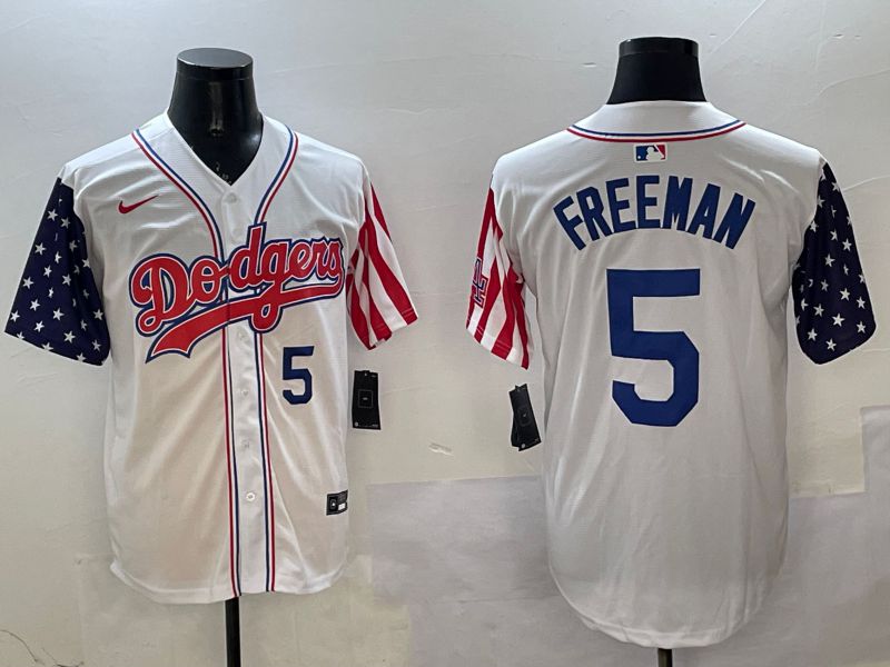 Men Los Angeles Dodgers #5 Freeman White a generation of national flags Joint name 2025 Nike MLB Jersey style 8->los angeles dodgers->MLB Jersey